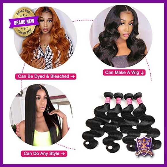 4 Bundle Brazilian Human Hair Weave Extensions 20-26 Inches Body Wave